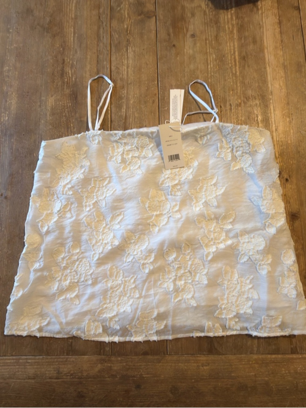 Vince White Floral Appliqué Spaghetti Strap Tank